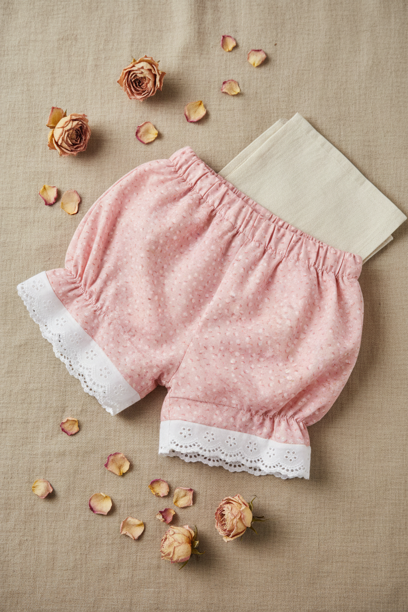 Lilleloom Pink Eyelet Bloomers Flat Lay