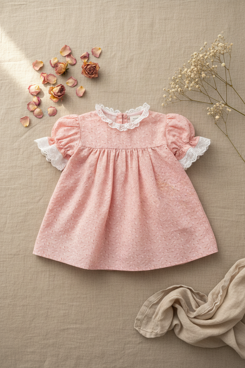 Lilleloom Pink Eyelet Dress Flat Lay