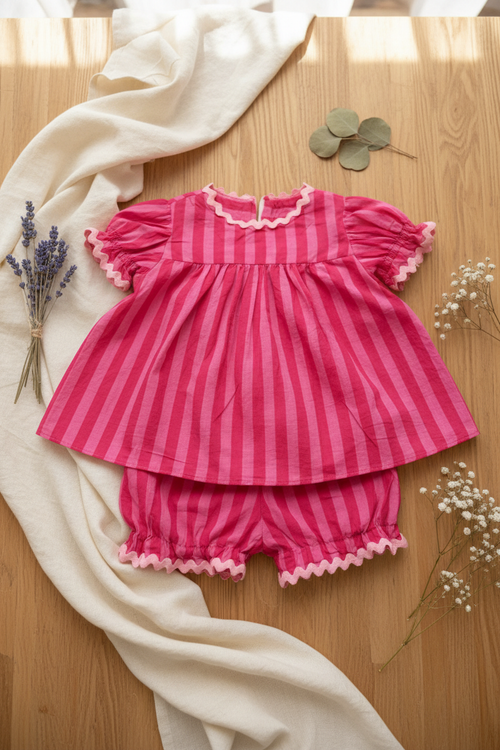 Lilleloom Pink Stripe Set Flat Lay