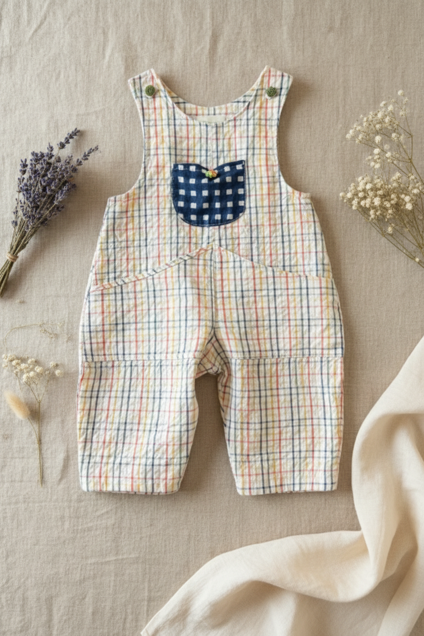 Lilleloom Plaid Overalls Full Flat Lay